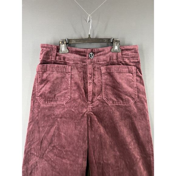 New Anthropologie Maeve Colette Size 31 Cropped Corduroy Wide Leg Pants Purple - Picture 4 of 10